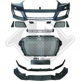 Para-choques frontal Audi A3 8V 13-15 Cabrio, Sedan, limousine Look RS3 em pl&aacute;stico c/grelha c/aro cromado