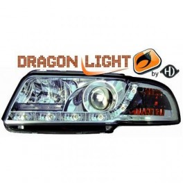Farois frontais (1016485) Audi A4 94-99, cr&oacute;mio, transparente, DRAGON LIGHT