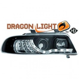 Far&oacute;is frontais (1016785) AUDI A4 99-00, preto, transparente, DRAGON LIGHT