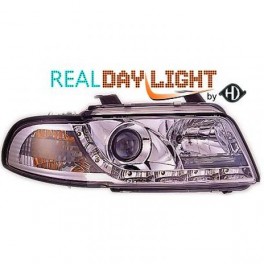 Far&oacute;is frontais (1016686) AUDI A4 99-01, cr&oacute;mio, transparente, REAL DAY LIGHT
