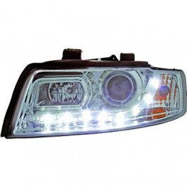 Farois frontais (1017685) Audi A4 00-04 transparente, cr&oacute;mio, DRAGON LIGHTS