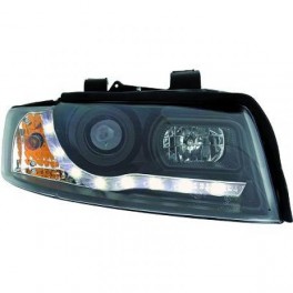 Farois frontais (1017785) Audi A4 00-04 preto, transparente, DRAGON LIGHTS