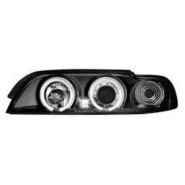 headlights BMW E39 5 Series 95-00 _ 2 halo rims _ black