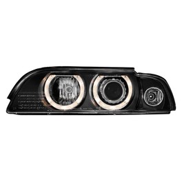 Far&oacute;is frontais Xenon Angel eyes BMW E39 Fundo preto