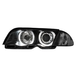 headlights BMW E46 4d 98-01 _ 2 LED halo rims _ black
