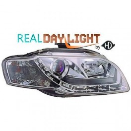 Farois frontais (1017887) Audi A4 Lim/Avant(8E) 04-07 cr&oacute;mio, transparente, REAL DAY LIGHT
