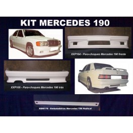 Kit para-choques frontal + traseiro + embaladeiras Mercedes 190 1982-1993 em fibra