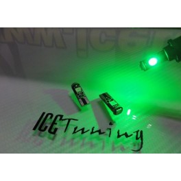 Lampadas em leds Can Bus T10 / w5w Verde 1.5W, 65LUMENS Sem Polaridade C/1 Ano De Garantia
