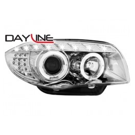 headlights BMW 1 series E87/81 04-09 _ 2 halo rims _ chrome