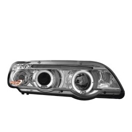 headlights BMW X5 99-02 _ 2 halo rims _ chrome