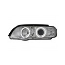 headlights BMW X5 99-02 _ 2 halo rims _ chrome