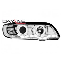 headlights BMW X5 99-03 _ 2 halo rims _ chrome