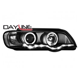 headlights BMW X5 99-03 _ 2 halo rims _ chrome