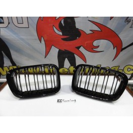 Grelha frontal em preto piano brilhante para BMW E46 98-01 M4 look / dupla lamina em pl&aacute;stico ABS em preto piano brilhante