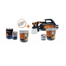 Kit DIY Tinta plastica, spray film Foliatec de pintura preto mate 10L Carbody Spray Film + maquina + 1L thinner + 2L Verniz