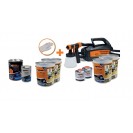 Kit DIY Tinta plastica / spray film Foliatec de pintura preto mate 15L Carbody + maquina de pintura + 1L thinner + 2L Verniz