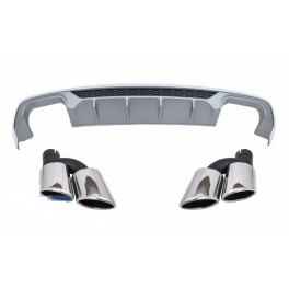 Lip / spoiler / difusor traseiro + ponteiras Audi A3 8V +2016 CABRIO, SEDAN Look RS3 em plastico