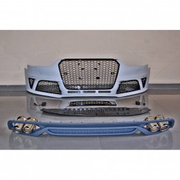 Kit para-choques frontal + difusor traseiro + ponteiras RS4 look para Audi A4 B8, de 20013-2015 em plastico ABS