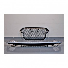 Kit grelha frontal + difusor traseiro + ponteiras Audi A4 B8 4P / Avant 12-15 Look RS4.