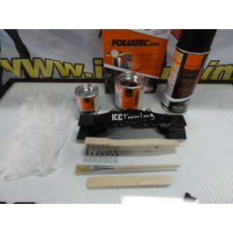 Tinta alta temperatura Foliatec, preto brilhante, para bombas / pin&ccedil;as de trav&atilde;o, kit 3 componentes + kit de instala&ccedil;&atilde;o