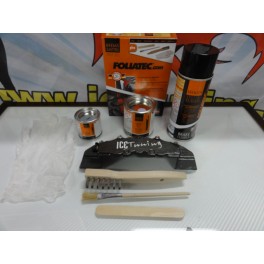 Tinta alta temperatura Foliatec, carbon-cinza-metallic, para bombas / pin&ccedil;as de trav&atilde;o, kit 3 componentes + kit de instala&ccedil;&atilde;o