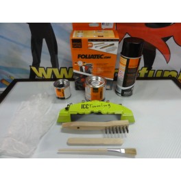Tinta alta temperatura Foliatec, verde toxic / verde Porsche, para bombas / pin&ccedil;as de trav&atilde;o, kit 3 componentes + kit instala&ccedil;&atilde;o