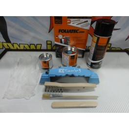 Tinta alta temperatura Foliatec, azul celeste, para bombas / pin&ccedil;as de trav&atilde;o, kit 3 componentes + kit de instala&ccedil;&atilde;o