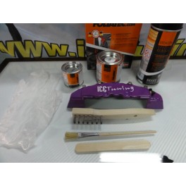 Tinta alta temperatura Foliatec, violeta / roxo, para bombas / pin&ccedil;as de trav&atilde;o, kit 3 componentes + kit de instala&ccedil;&atilde;o