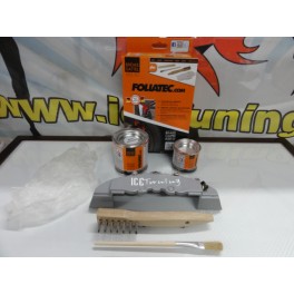 Tinta alta temperatura Foliatec, cinza elefate metallico, para bombas / pin&ccedil;as de trav&atilde;o, kit 3 componentes + kit de instala&ccedil;&atilde;o