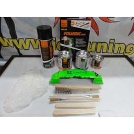 Tinta alta temperatura Foliatec, verde neon, para bombas / pin&ccedil;as de trav&atilde;o, kit 4 componentes + kit de instala&ccedil;&atilde;o