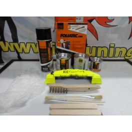 Tinta alta temperatura Foliatec, amarelo neon, para bombas / pin&ccedil;as de trav&atilde;o, kit 4 componentes + kit de instala&ccedil;&atilde;o