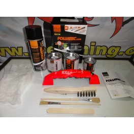 Tinta alta temperatura Foliatec, vermelho neon, para bombas / pin&ccedil;as de trav&atilde;o, kit 3 componentes + kit de instala&ccedil;&atilde;o