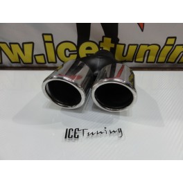 Ponteiras de escape universal Dupla desnivelada 2x 77mm x 220MM inox estilo / tipo bmw M3/M5 lado direito