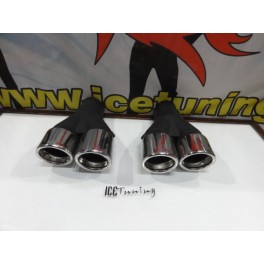 Kit De 2 Ponteiras De Escape dupla saida Tipo BMW M3 / M5 Inox 2x 67mm x 222 / 221MM 