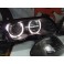 Farois angel eyes BMW E46 4 portas / limosine 98-01 fundo preto com angel eyes em branco