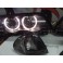 Farois angel eyes BMW E46 4 portas / limosine 98-01 fundo preto com angel eyes em branco