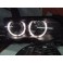 Farois angel eyes BMW E46 4 portas / limosine 98-01 fundo preto com angel eyes em branco