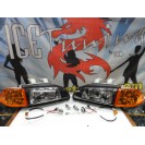 Faróis frontais com luz branca 5000k Honda Civic 92-95 JDM + piscas frontais laranja EuroLook estilo americano 4portas 