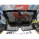 Grelha frontal + grelhas faróis nevoeiro Audi A4 B8 08-11 RS LOOK preto brilhante com ou sem símbolo 