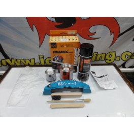 Tinta alta temperatura Foliatec, Azul Porsche Miami beach brilhante, para bombas / pin&ccedil;as de trav&atilde;o, kit 3c. + kit de instala&ccedil;&atilde;o