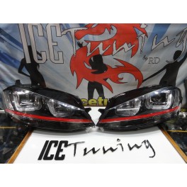 Far&oacute;is frontais com luz diurna VW Golf 7 2012-2017 fundo preto GTI LOOK 