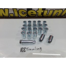 Porcas / Lug Nuts em cromado com 32x20mm 14x1.50 Ideal para Tesla e Honda Conjunto 20 Unidades + Chave