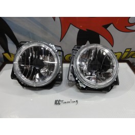 Farois frontais angel eyes VW Golf 2 / II Cristal c/cruz preta