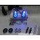 Esguicho / borrifador de agua para capo cromado c/iluminaçao led led azul + strobe branco