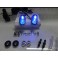 Esguicho / borrifador de agua para capo cromado c/iluminaçao led led azul + strobe branco