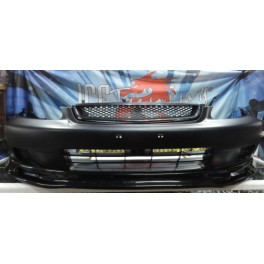Para-choques frontal Honda Civic 1999-2001, 2 / 3 / 4 portas + Lip frontal spoon + grelha type r Look em pl&aacute;stico ABS
