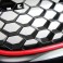 Grelha, JOM, VW Golf 5, GTI look, honey comb mesh, black with red frame line, badgeless