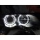 Farois angel eyes BMW E46 4 portas / limosine 98-01 fundo preto com angel eyes em branco
