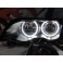 Farois angel eyes BMW E46 4 portas / limosine 98-01 fundo preto com angel eyes em branco