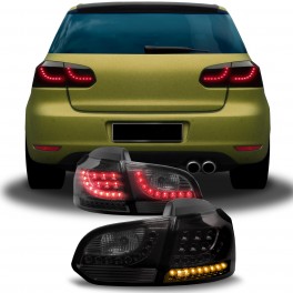 Far&oacute;is / farolins tipo lexus em leds para VW golf 6 fundo preto